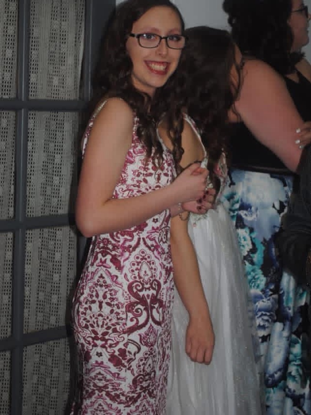 Maroon and White Prom Gown for Women